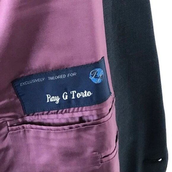 Mens Size 47 REGULAR 47R Holland Sherry Blue Pure Wool Two-Button Blazer Jacket - Picture 4 of 5